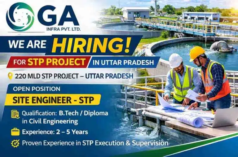 GA Infra Pvt. Ltd New Vacancy 2026 | For execution and supervision of STP infrastructure projects