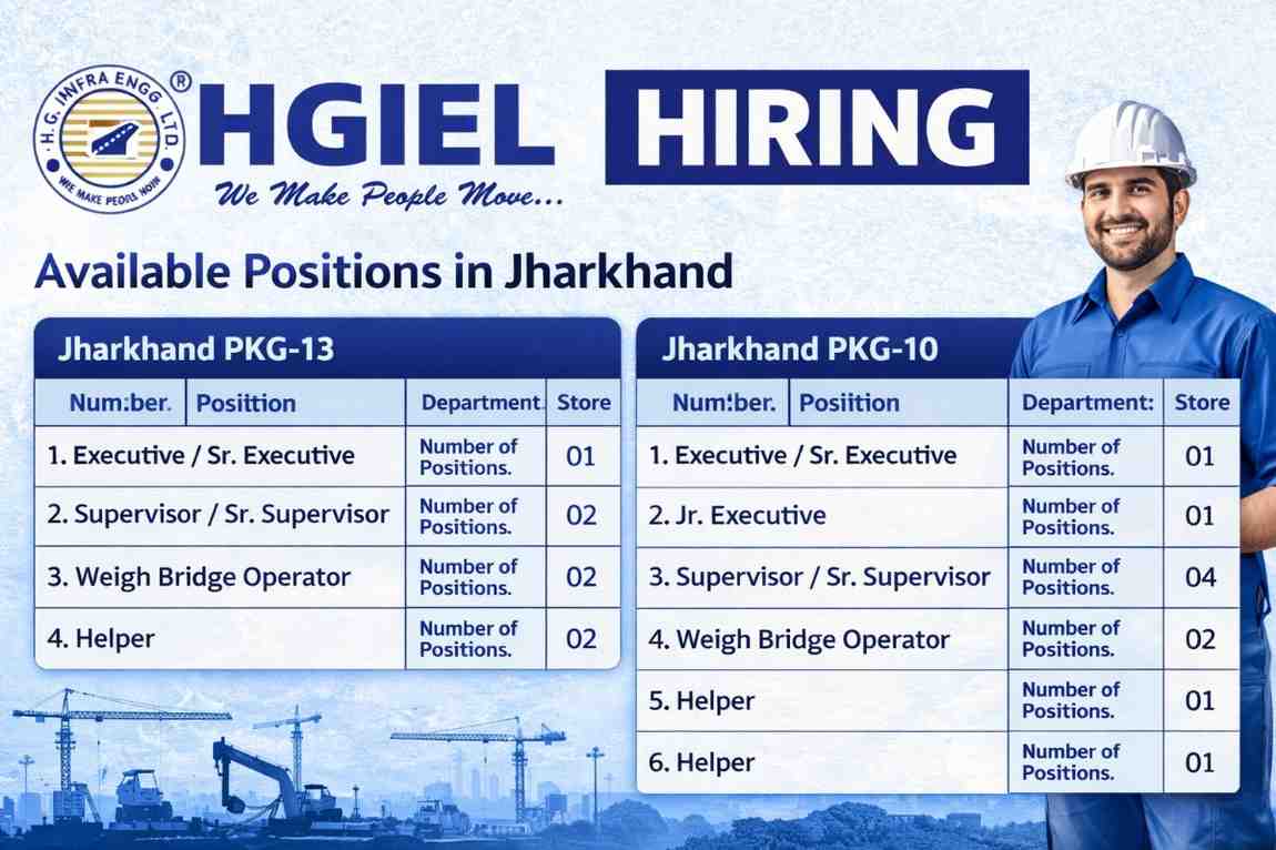 HG Infra Engineering Limited Hiring for Store Department | Jobs in Jharkhand 2026