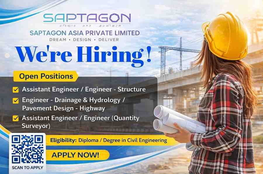 Saptagon Asia Pvt Ltd Hiring Engineers in Gurgaon 2026 | Design, Hydrology, Quantity Survey Jobs