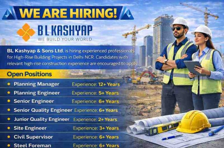 BL Kashyap & Sons Ltd New Vacancy 2026 | For High-Rise Building Projects
