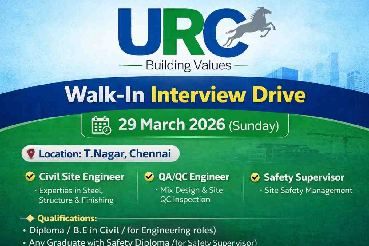 URC Construction Pvt Ltd Hiring for Data Center Building Project | Walk-In Interview 29 March 2026