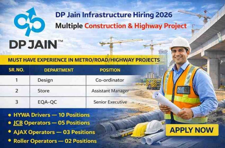 D P Jain & Co. Infrastructure Pvt Ltd Recruitment 2026 | For Road, Highway, Metro, and Civil Construction Projects