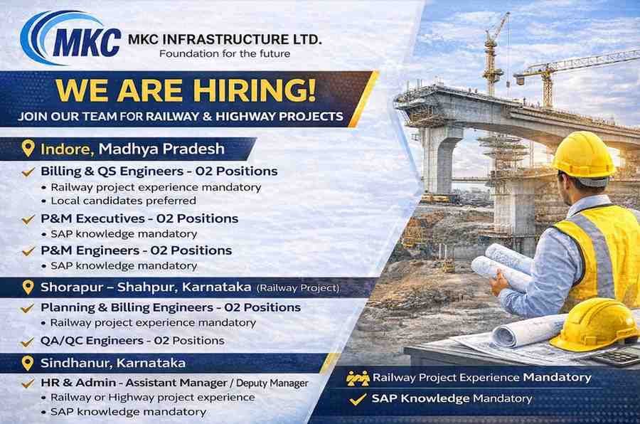 MKC Infrastructure Ltd New Vacancy 2026 | Construction Jobs In Madhya Pradesh