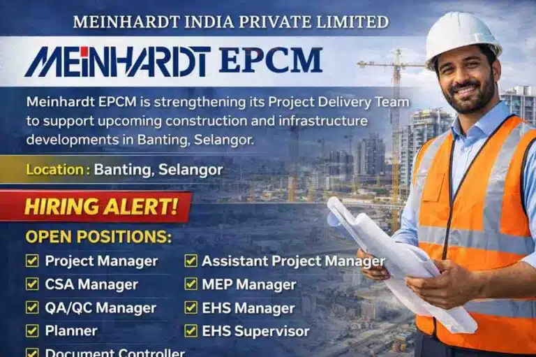 Meinhardt India private limited Vacancy 2026 | Location: Banting, Selangor