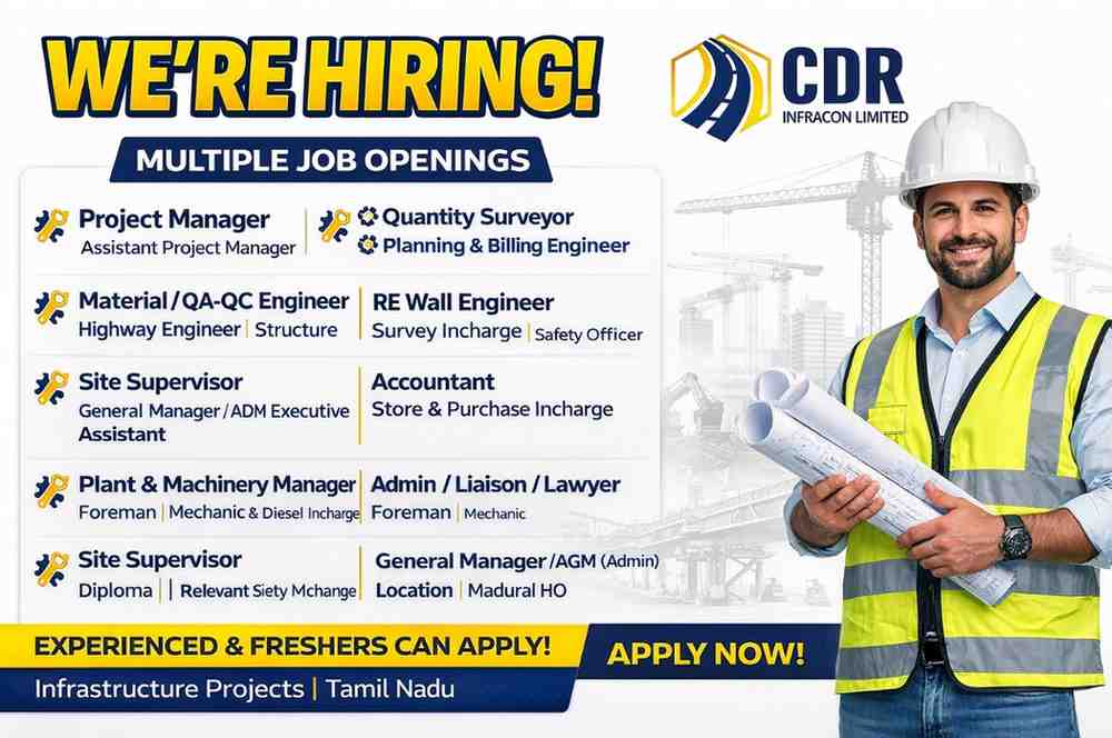 CDR Infracon Limited Recruitment 2026 | Civil & Infrastructure Jobs in Tamil Nadu
