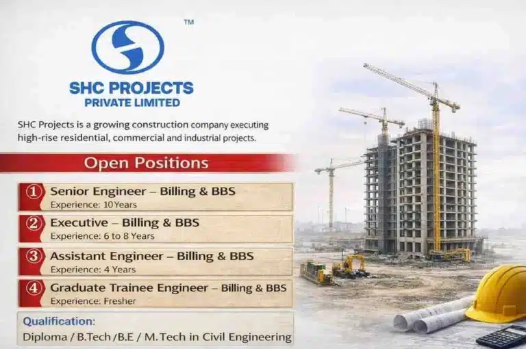 SHC Projects Hiring 2026 | Billing & BBS Jobs Gujarat | Civil Engineer Jobs Ahmedabad