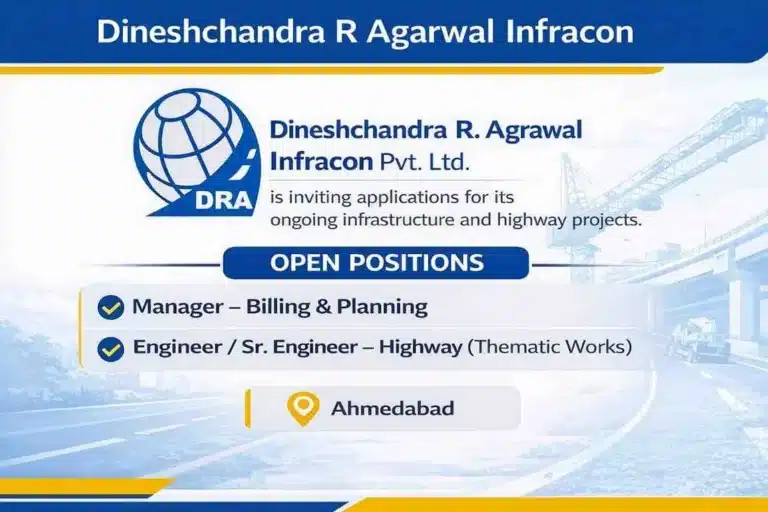 DRA Infracon Recruitment 2026 | Billing Planning & Highway Engineer Jobs in Ahmedabad | Civil Engineer Hiring