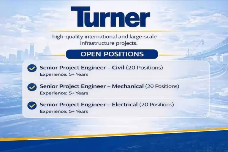 Turner Recruitment 2026 | Senior Project Engineer Jobs | Civil Mechanical Electrical Hiring 2026