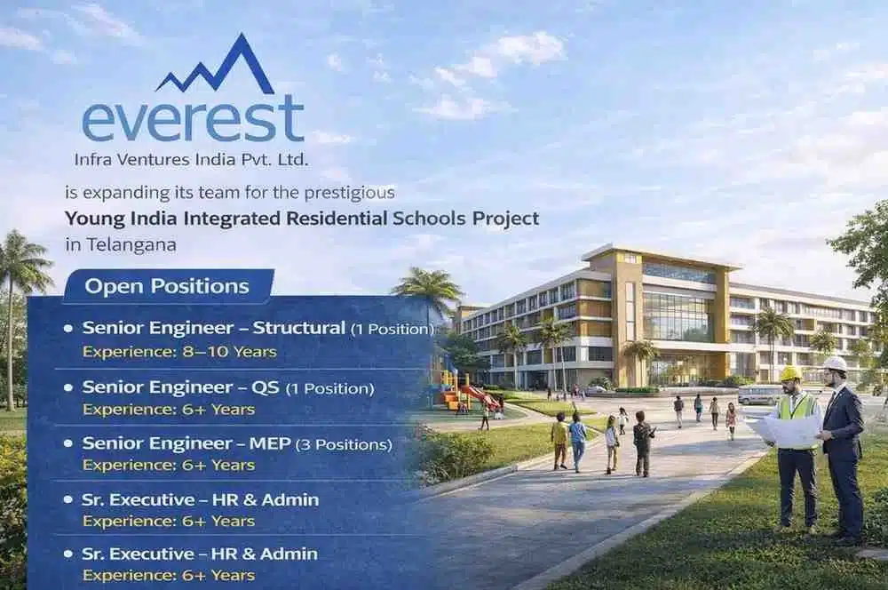 Everest Infra Ventures Recruitment 2026 | Senior Engineer Jobs in Telangana | MEP QS Structural Hiring