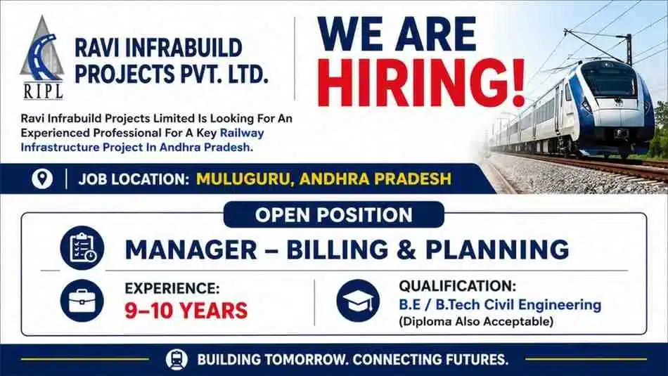 Ravi Infrabuild Projects Limited Job | Railway Infrastructure Project In Andhra Pradesh