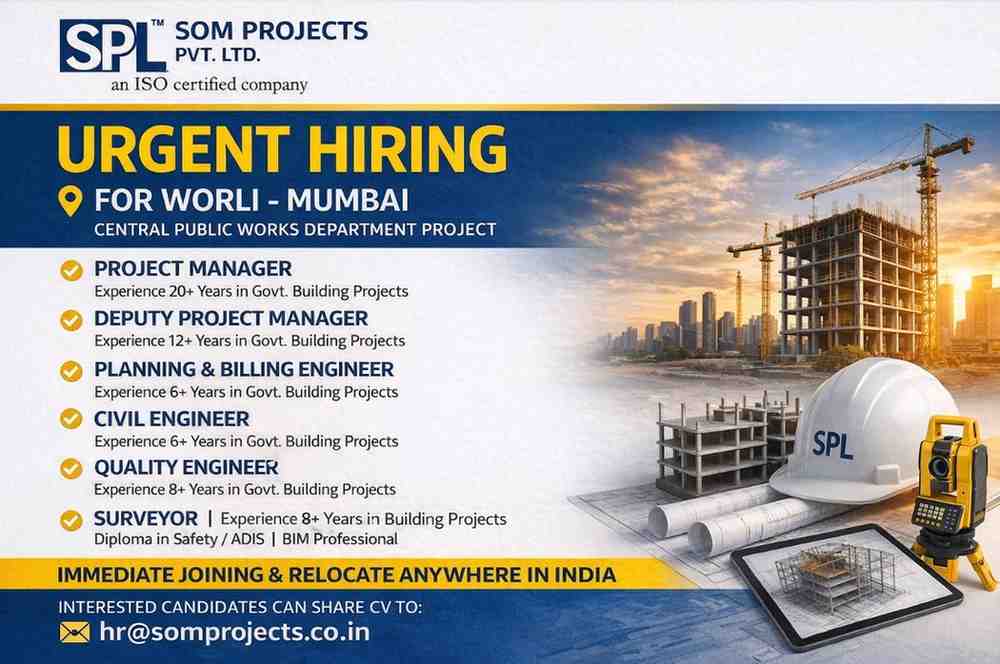 SOM Projects Pvt Ltd Hiring 2026 | Civil Engineer Jobs Mumbai CPWD Project