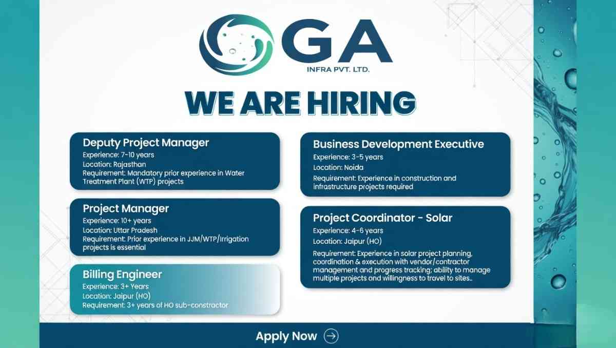 GA Infra Pvt Ltd Hiring 2026 | Project Manager, Billing Engineer & Solar Jobs in India