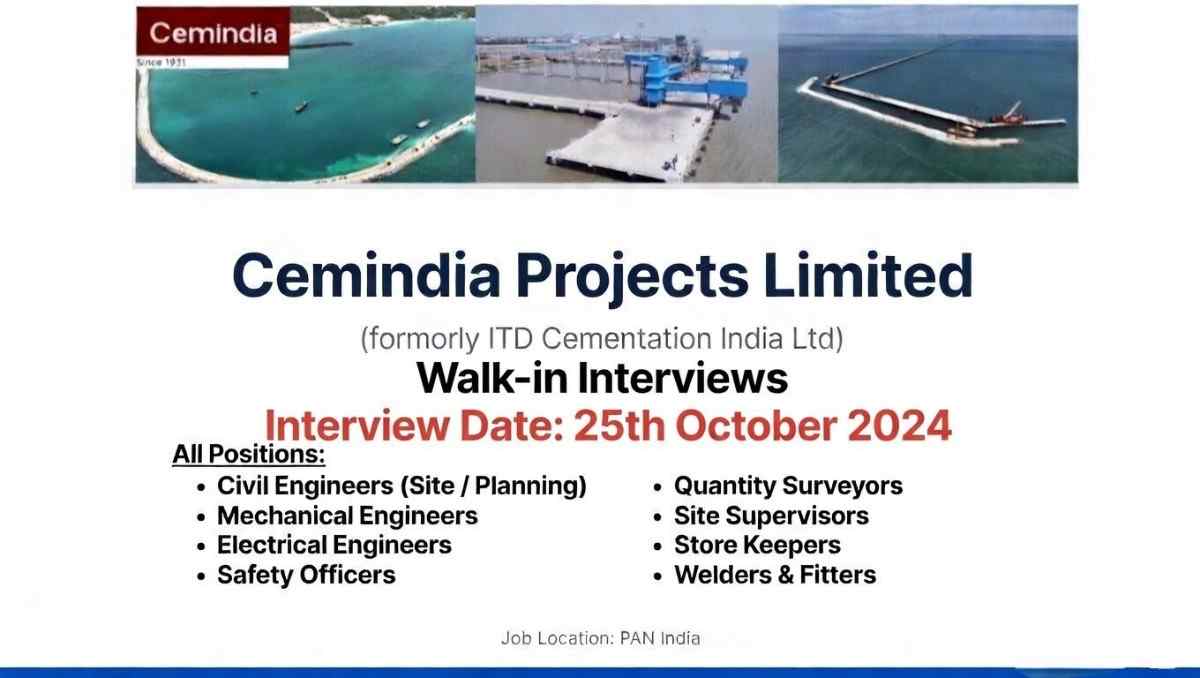 Cemindia Projects Limited Hiring 2026 | Marine Engineer Jobs | Walk-in Drive Chennai | EPC Infrastructure Careers