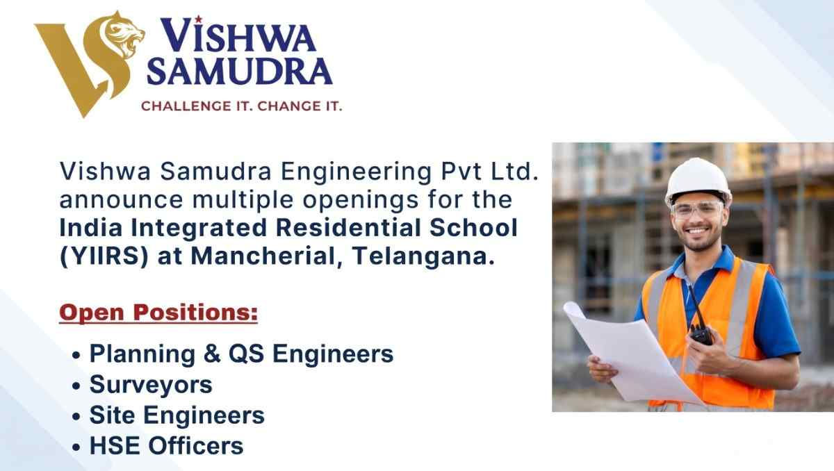 Vishwa Samudra Engineering Jobs 2026 Telangana | Planning Engineer, QS, Surveyor, Site Engineer & HSE Hiring