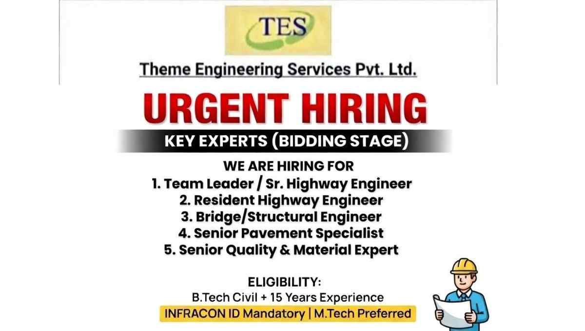 Theme Engineering Services Jobs 2026 | Highway Experts Hiring | Team Leader, Highway Engineer, Bridge Engineer