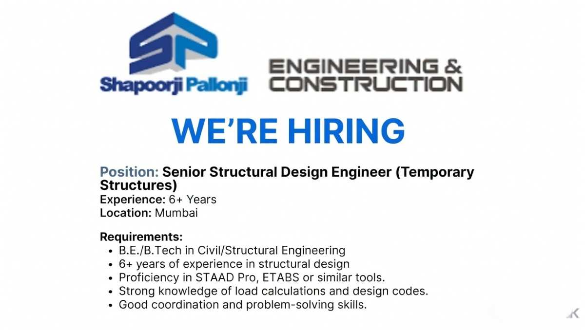Shapoorji Pallonji Jobs 2026 Mumbai | Senior Structural Design Engineer Hiring