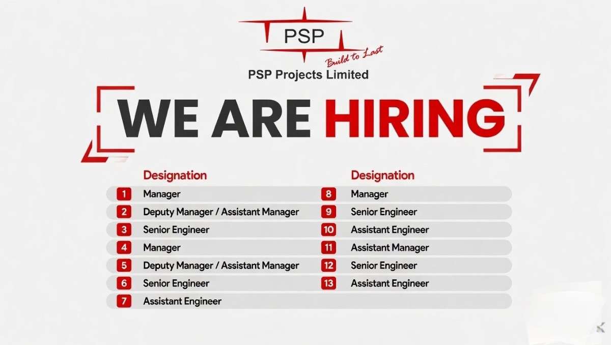 PSP Projects Limited Recruitment 2026 Apply Online | Civil, Billing, Planning & MEP Jobs