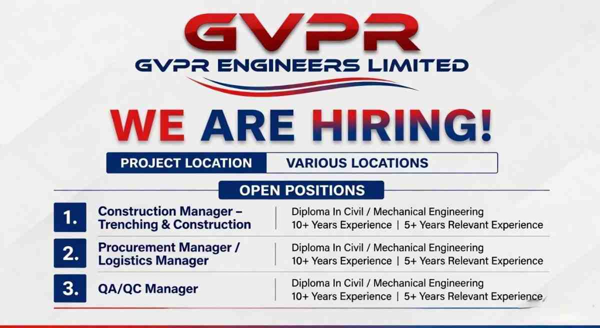 GVPR Engineers Limited Recruitment 2026 | Irrigation & Pipeline Project Jobs Africa