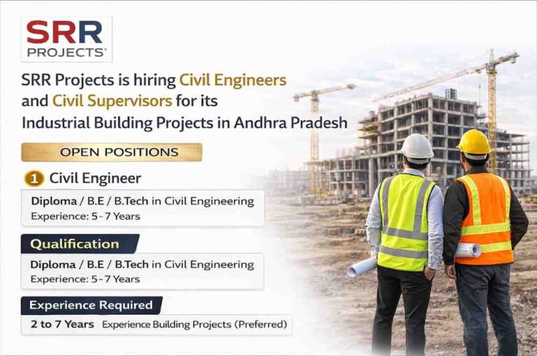 SRR Projects Hiring 2026 | Civil Engineer & Supervisor Jobs Andhra Pradesh