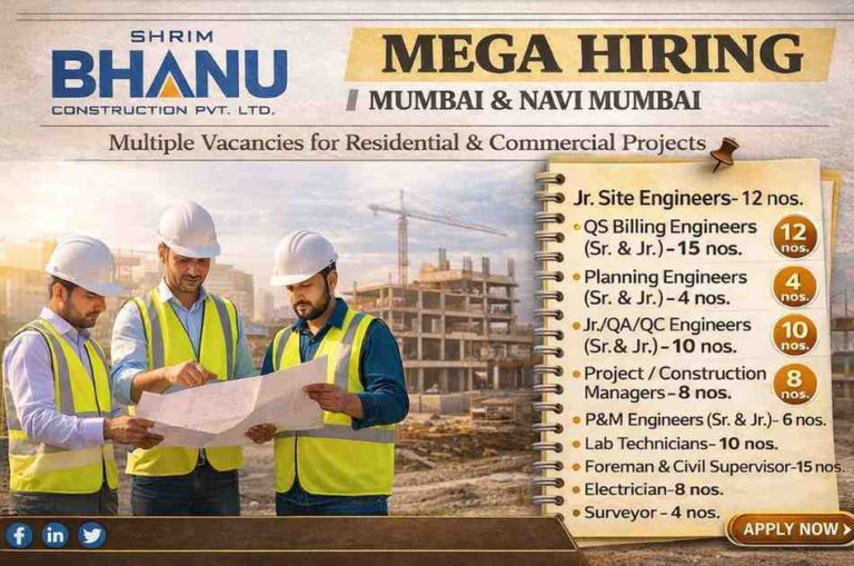 Shrim Bhanu Construction Recruitment 2026 | Civil Engineer Jobs in Mumbai & Navi Mumbai