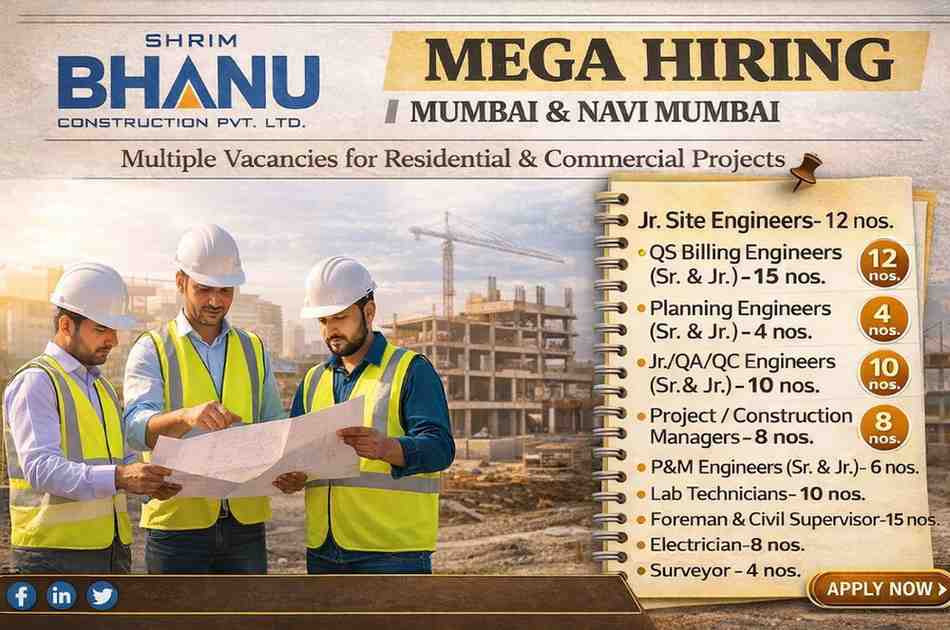 Shrim Bhanu Construction Recruitment 2026 | Civil Engineer Jobs in Mumbai & Navi Mumbai