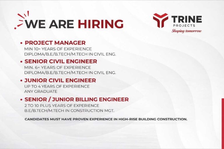 Trine Projects Recruitment 2026 | Civil Engineer Jobs in Ahmedabad | High-Rise Building Projects