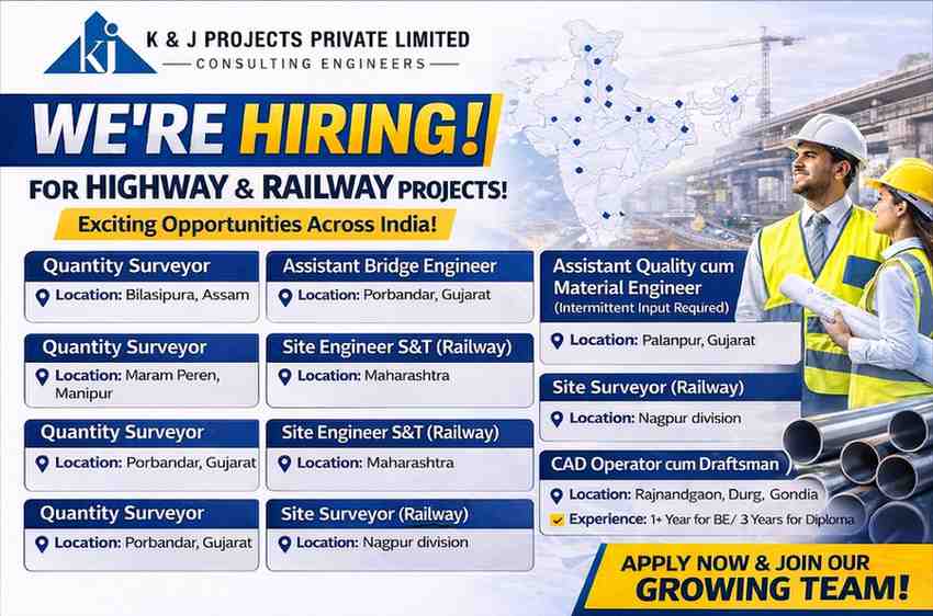 K&J Projects Hiring 2026 | Highway & Railway Jobs India | QS, Engineer, Surveyor