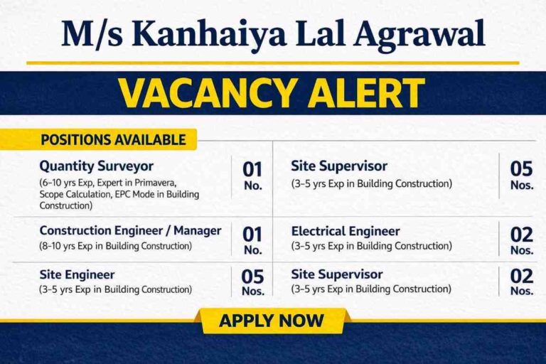 Kanhaiya Lal Agrawal Hiring 2026 | Civil & Electrical Jobs IIM Raipur Project