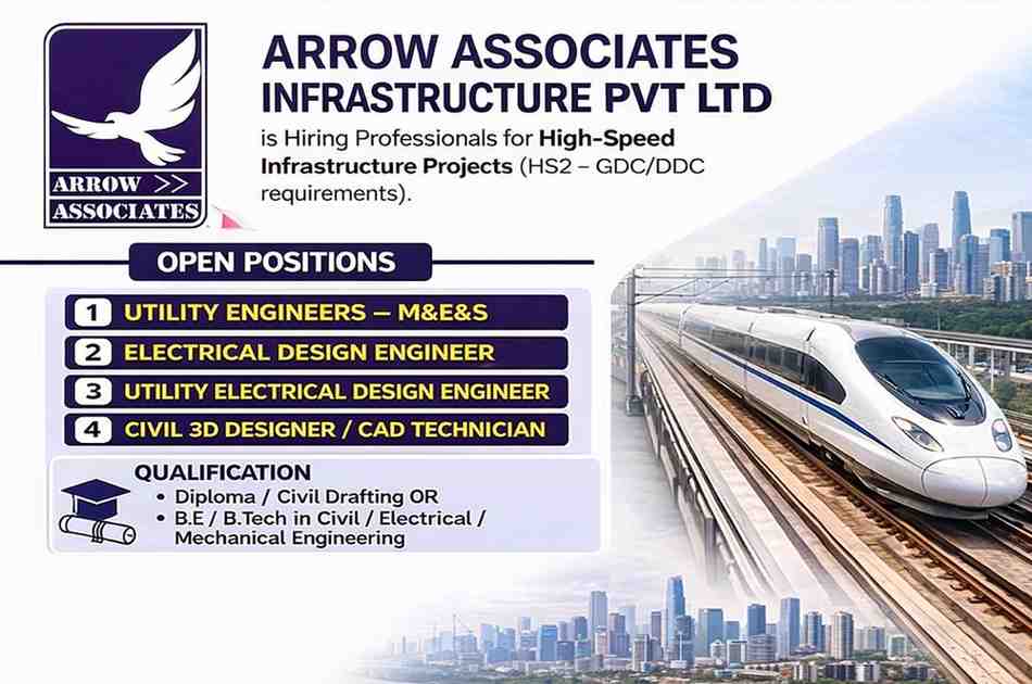 Arrow Associates Infrastructure Pvt Ltd Recruitment 2026 | Design & CAD Jobs | Civil 3D & Electrical Engineers Hiring