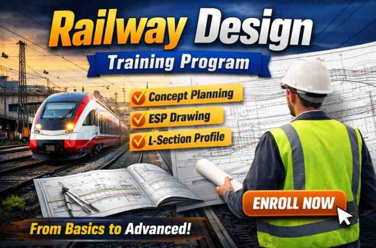 Railway Design Course, ESP Drawing Training, L-Section Training, Railway Engineering Course, Civil Engineering Training, Railway Planning Course India