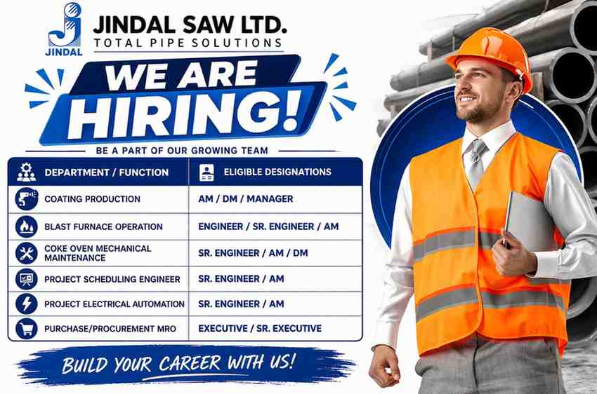 Jindal Saw Limited Hiring 2026 | Engineer to Manager Jobs Gujarat | Apply Online Mundra