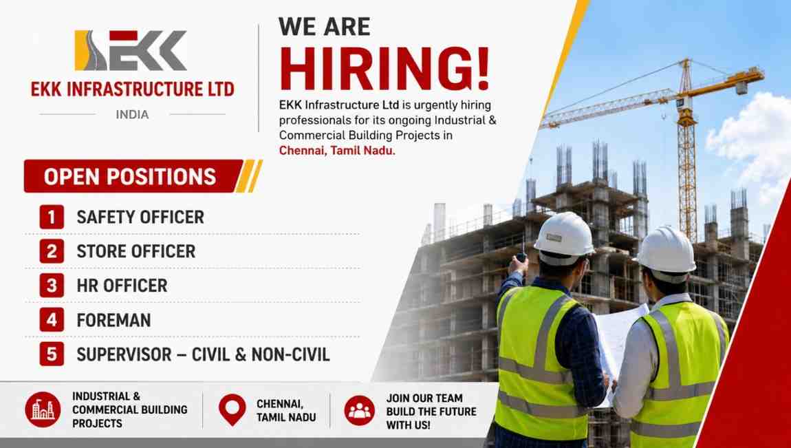 EKK Infrastructure Ltd Recruitment | Ongoing Industrial & Commercial Building Projects