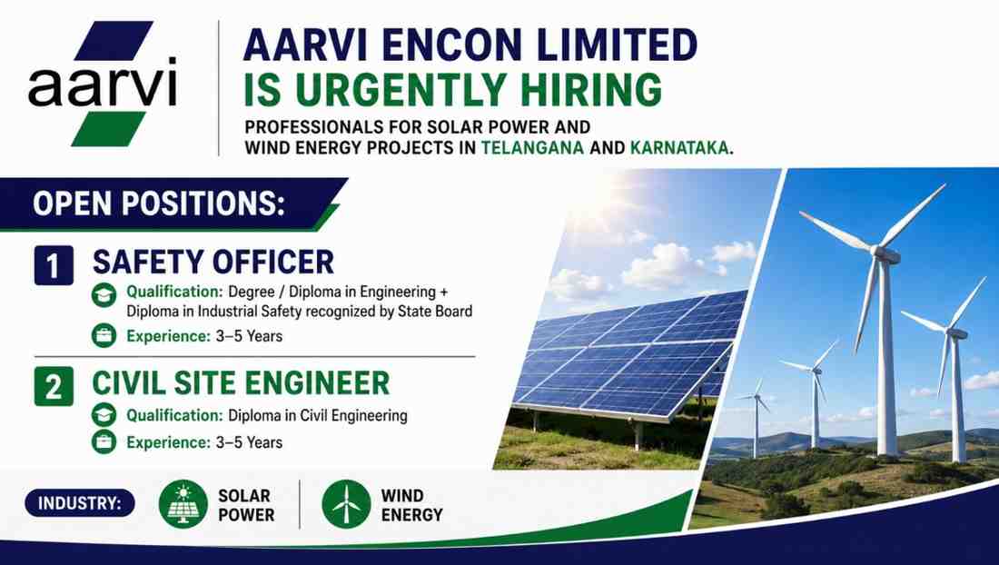 Aarvi Encon Limited Recruitment | For Solar Power and Wind Energy Projects