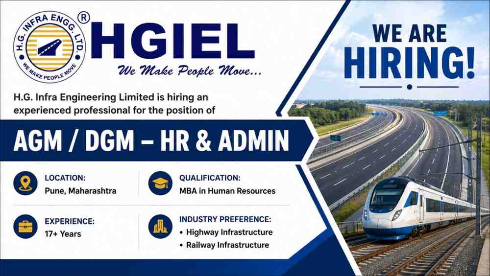 HG Infra Engineering Limited Recruitment | AGM / DGM – HR & Admin in Pune, Maharashtra