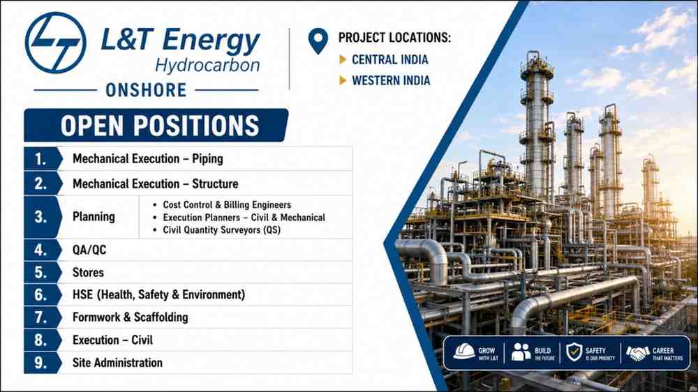 L&T Energy Hydrocarbon Onshore Walk In Interview | Oil & Gas EPC Projects