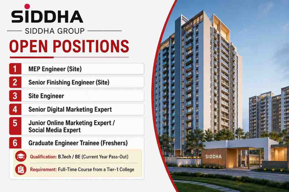 Siddha Group New Job Opening | Hiring for Multiple Positions Apply Immediately