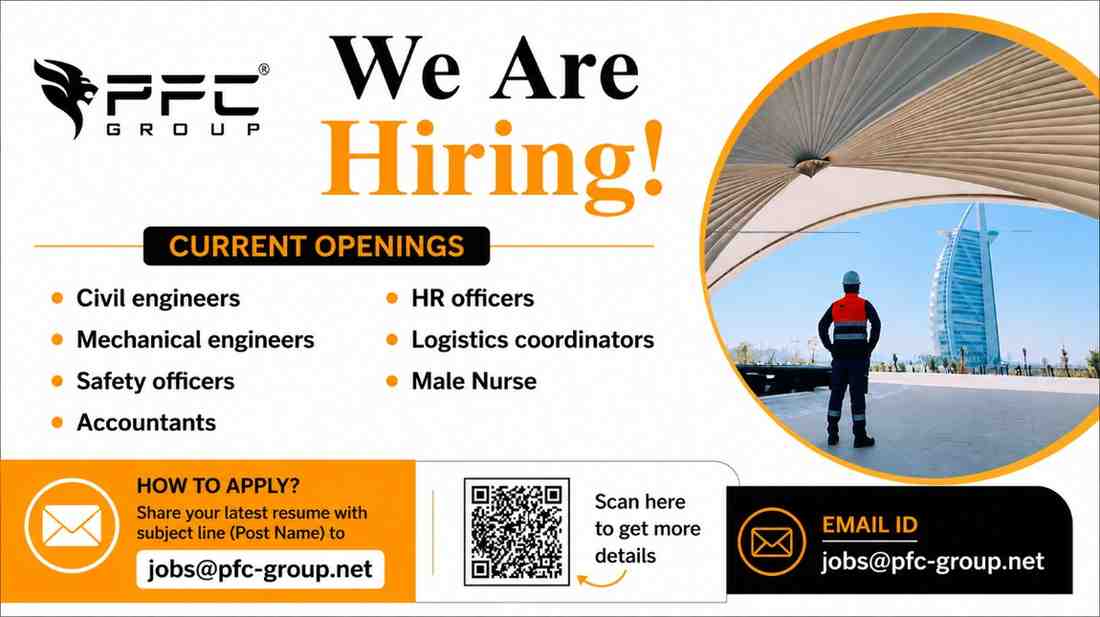 PFC Group Recruitment 2026 | Civil Engineer, Mechanical Engineer, Safety Officer & HR Jobs