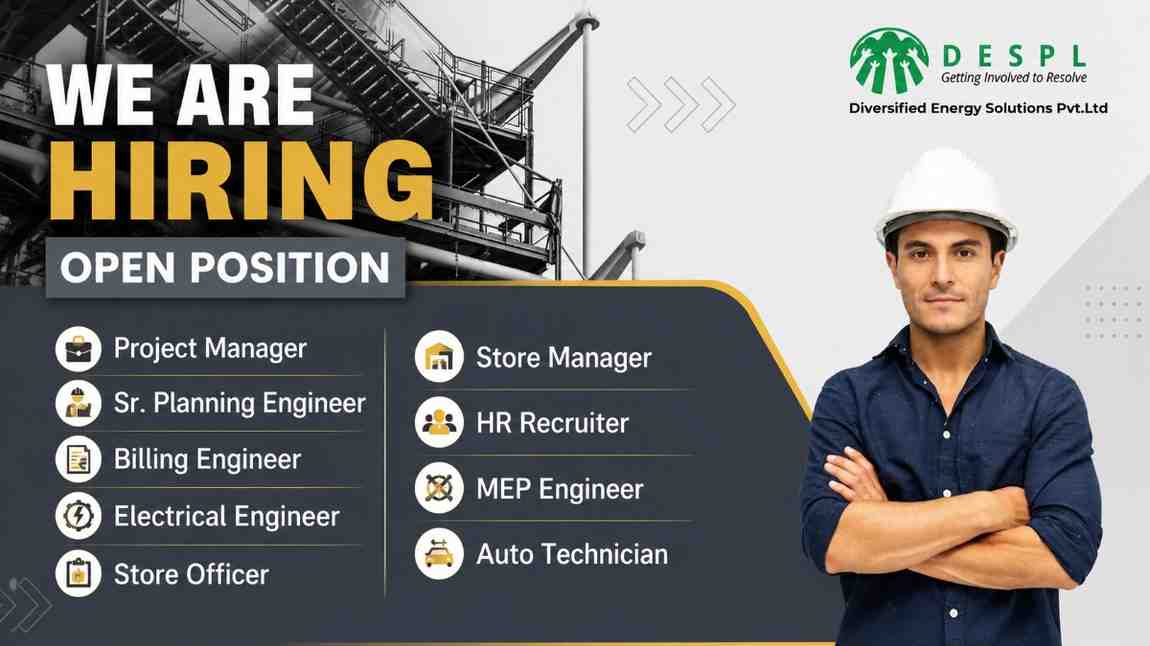 Diversified Energy Solutions Pvt Ltd Recruitment 2026 | Project Manager, MEP & Electrical Engineer Jobs
