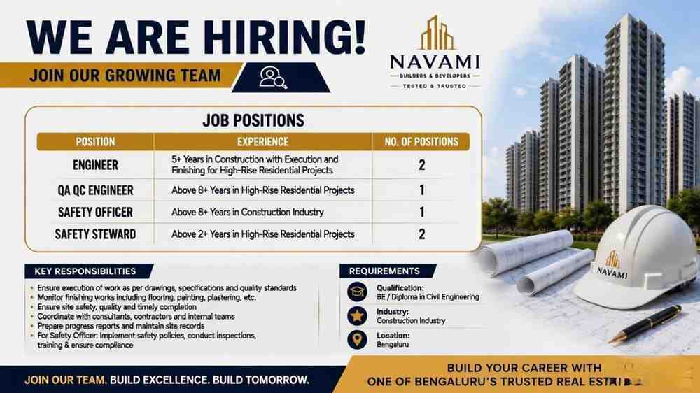Navami Builders & Developers Recruitment 2026 | Latest High-Rise Residential Project Jobs in Bengaluru
