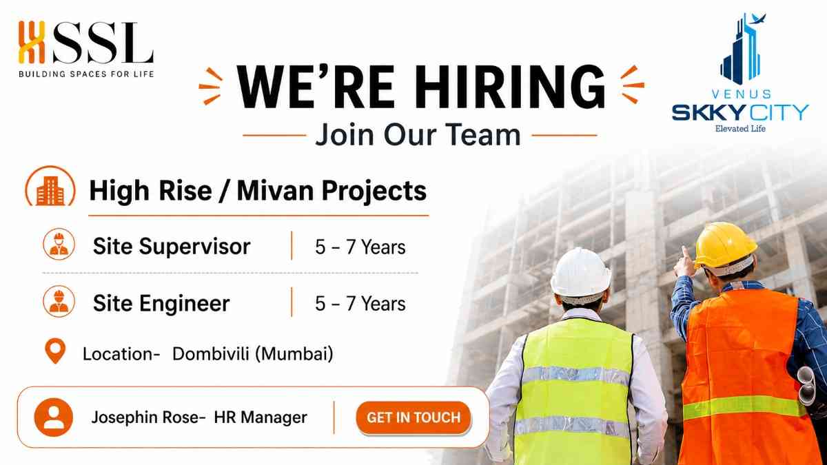 Venus Skky City Recruitment 2026 | Site Engineer & Site Supervisor Jobs in Dombivli Mumbai | High-Rise Mivan Projects