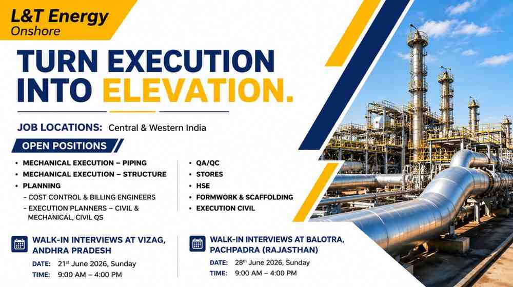 L&T Energy Recruitment 2026 | Walk-In Drive for Oil & Gas Construction Professionals