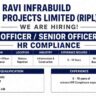Ravi Infrabuild Projects Limited Recruitment 2026 | Officer / Senior Officer – HR Compliance Jobs in Udaipur