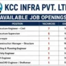 KCC Infra Pvt. Ltd. Jobs 2026 | Structure Engineer, Billing Engineer & Safety Engineer Vacancies for Road & Highway Projects