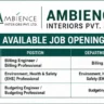 Ambience Interiors Recruitment 2026 | Billing Engineer, EHS & Budgeting Jobs | Gurgaon