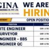 Gina Engineering Co. Pvt. Ltd. Recruitment 2026 | Site Engineer, Surveyor, BBS & QC Engineer Jobs in Bangalore