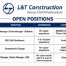 L&T Heavy Civil Infrastructure Recruitment 2026 | Manager, Civil Draftsman, Formwork & EHS Jobs
