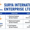 Surya International Enterprise Ltd Recruitment 2026 | B.Tech Freshers Jobs for Civil, Mechanical & Electrical Engineers
