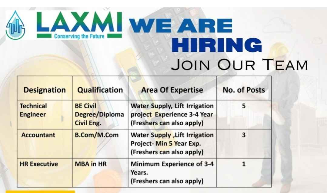 Laxmi Infra Vision Recruitment 2026: Technical Engineer, Accountant & HR Executive Jobs in Surat