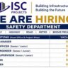 ISC Projects Recruitment 2026: Safety Manager, Safety Officer, Safety Engineer & Camp Boss Jobs