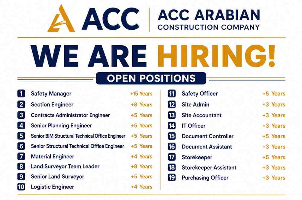 Arabian Construction Company Recruitment 2026 | Safety Manager, Planning Engineer, BIM Engineer & Site Jobs